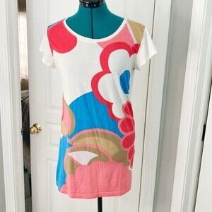 Marc Jacobs Shangri La Long Length Lightweight Cotton Casual Floral Tee Shirt